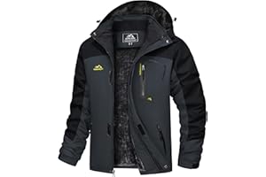 TACVASEN Men's Waterproof Fleece Mountain Jacket Windproof Warm Ski Jacket Multi-Pockets