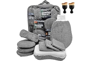 WOOBROO Car Wash Cleaning Tools Kit, 11Pcs Car Cleaning Brush Set with Multi-Purpose Cleaning Cloths,Tyre Brush,Polishing Pad and Sponge,Soft Car Detailing Brush Set for Cleaning Wheels,Interior&Exterior