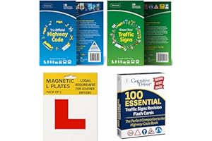 COGNITIVE DRIVER 2025 UK Driving Theory Test Kit – Highway Code Book, Know Your Traffic Signs, Theory Test Flash Cards & L Plates for Learner Drivers