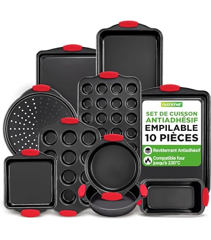 NutriChef Plaque Pizza - Moule à Pizza Antiadhésif - Plat Rond en Acier Perforé - avec Poignée en Silicone - Ustensiles de Cuisine de Haute Qualité - Compatible Lave-Vaisselle - Or Champagne