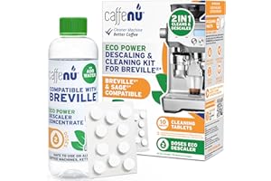 CAFFENU Soluzione di Decalcificazione Compatibile Sage & 10 Compresse di Pulizia Sage. Decalcificante 200ml Compatibile con Tutte le Macchine da Caffè Sage e Breville. Rimuove il Calcare