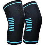 EOSVAP Knee Supports, 2 Pack Breathable Knee Compression Sleeves for Men & Women, Knee Support Braces for Running, CrossFit,