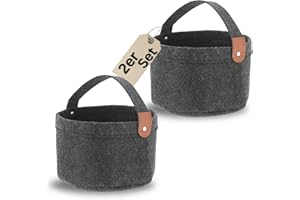 Bada Bing 2-częściowy zestaw filcowych koszyków okrągłych antracytowych z uchwytami, organizer, regał, uchwyt do biura, kosz do przechowywania, mały kosz do przechowywania, kosz filcowy, torba 78