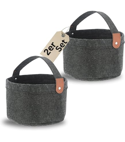 KOMUNJ Lot De 4 Petits Paniers De Rangement Pliables En Feutre, Paniers De Rangement Pliables En Feutre, Pour Télécommande, Clés, Collations, Petits Objets, Paniers En Feutre, Gris, Blanc