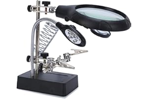 ENJOHOS 2.5X 7.5X 10x Tercera Mano Soporte Soldador Lupa Soldadura Lupa Soporte Lupas 5 LED Soldador Multifuncional Tercera Mano para Ingeniero electrónico Relojero Reparación de Relojes Soldadura