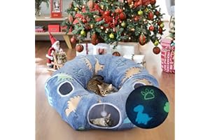 Maxetodo Tunnel per Gatti Lavabile e Pieghevole a Forma di U o di Mezzo Cerchio con Palla Sospesa, Area di Gioco per il Gioco a Sbirciare, Dormire, Nascondersi, Brillare al Buio, 4 Punti di Ingresso