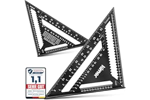 Kirner - 5in1 Zimmermannswinkel 30cm [ PROFI VERSION 2024 ] anreißen messen uvm - alles in einem - Schreinerwinkel aus hochwertigem Aluminium, Anschlagwinkel, Winkelmesser, Anreisswerkzeug