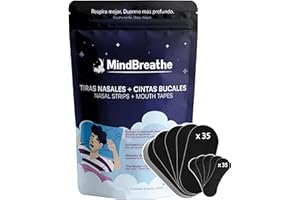 MindBreathe™ | 35 Tiras Nasales + 35 Cintas Bucales (Mouth Tape) | Reduce Ronquidos de Forma Natural | Respira Mejor al Dormir, Meditar o Entrenar | Sueño Profundo, Descanso y Rendimiento