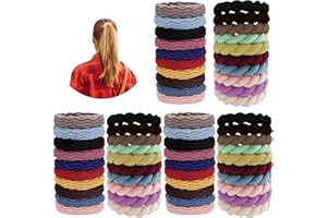 RUIJIE 60 Pezzi Elastici per Capelli Fasce Elastici per Capelli Grande di Cotone Elastico Capelli Corda di Ponytail Fermacoda No Metal per Numerosi Tipi di Capelli Elastiche Hairband per Donne Ragazze