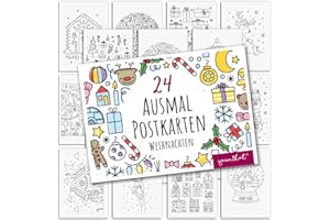 ‎YOUNIKAT younikat Weihnachten Postkarten zum Ausmalen 24 Stk. I DIN A6 I Kinder Erwachsene I zum Selbstgestalten I Advent Kreativ I dv1531