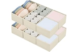 Homsorout Drawer Organisers for Clothing - 8 Pack Dresser Drawer Organizers, Fabric Closet Organizers and Storage Drawer Dividers for Clothes, Socks, Belt, Tie (Beige)