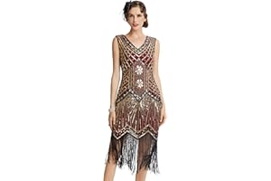 BABEYOND 1920s Abito con Frange e Paillettes Il Grande Gatsby Vestiti Donna Anni '20