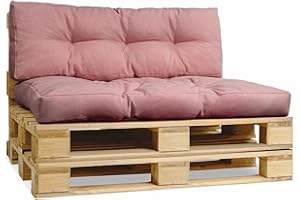 MG Design Cuscini da esterno per arredo giardino in bancali legno 40x120 cm, 80x120 cm rosa chiaro - in tessuto spesso per mobili da esterno - set di 2 cuscini per pallet