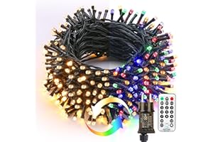 BrizLabs Luces de Arbol de Navidad Exterior, Guirnalda Luces 35M 300 LED Cadena de Luces Navidad Blanco Cálido y Colores Regulable 11 Modos con Control Remoto Decoración Para Casa Boda Fiesta Jardín