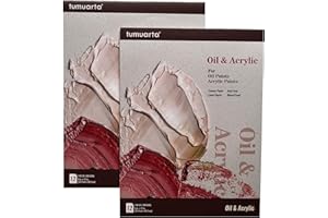 TUMUARTA Malarstwo olejne blok papieru 22,9 x 30,5 cm, papier na płótnie 300 g/m², składający się z 12 arkuszy, bezkwasowy, klejony, naturalne odcienie bieli, odporny na przebicie papier do farb olejnych, farb