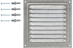 DEMLOU Rejilla de Ventilación de Acero Galvanizado con Malla Antiinsectos, Parrilla de Ventilación Metálica para Interiores y Exteriores, Salida de Aire para Paredes y Techos. (15 x 15 cm)