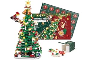 MYDOVA Calendario dell'Avvento 2024 Set di giocattoli per la costruzione dell'albero di Natale con luce LED, Building Blocks Educational Toy, Giocattoli di Natale per bambini ragazzi ragazze 6+