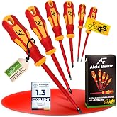 Afeld Elektro VDE Insulated Electric Screwdriver Set 1000 V &ndash; 6 Magnetic Pieces &ndash; 4 Flats and 2 Cross PH &ndash; Professional S2 St