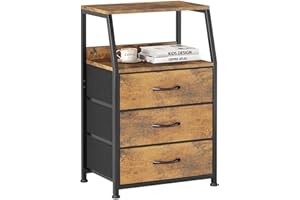 CAIYUN Chest of Drawers Bedroom with 3 Drawers, Tall Fabric Dresser with Shelf, Fabric Dresser for Entryway Hallway Living Room, Closet Storage Drawer, Rustic Brown