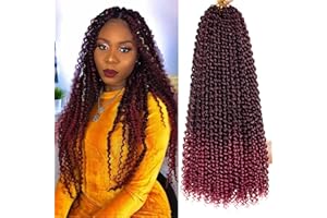 Leeven 6 Packs Ombre Bourgogne Passion Twists Crochet Extensions de Cheveux pour Butterfly Locs 18 pouces Water Wave Passion Twist Cheveux pour Femme Crochet Tresses TBUG#