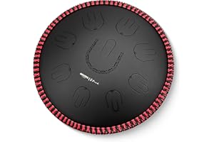 MOOZICA Steel Handpan Drum, tambor de lengua portátil de 14" en escala D-Kurd con diseño de octava armónica, tambor de mano para principiantes y profesionales (D-Kurd, negro)