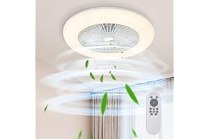 Lixada Ventilatore a soffitto con illuminazione Luce a LED con telecomando Senza batteria 36W Moderna lampada da soffitto a LED per camera da letto, soggiorno, sala da pranzo (Bianco)
