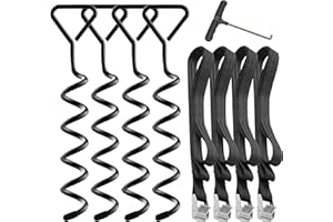 Hodzeed 4Set Heavy Duty Trampoline Anchor Ground Pegs Tie Down Kit - Tied Pet Dog Fixed, Fit Trampolines Garden Camp Swings Shed