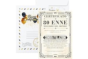 KAÏDENSÏ Idea Regalo Uomo 80 Anni - Certificato 80 Enne Migliore del Mondo - Biglietto Auguri Originale - Idee Regali Compleanno Originali per Lui e Lei - Gadget Scherzi Biglietti Divertenti