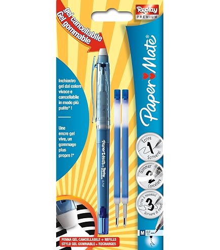 Paper Mate Replay Lot De 6 Stylo-bille Rétractable Assortiment - Encre Effaçable Et Gomme Durable