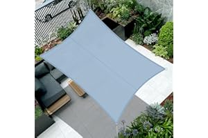 COOL AREA Sonnensegel Wasserdicht 3x4m Rechteckig Sonnenschutz 95% UV Schutz Wasserabweisend Segel PES für Garten Balkon Terrasse-Graublau