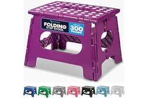 Handy Laundry Folding Lightweight Step Stool is Sturdy Enough to Support Adults and Safe Enough for Kids. Opens Easy with One Flip. Great for Kitchen, Bathroom or Bedroom. (Purple)