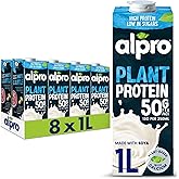 Alpro Soya High Protein Plant-Based Long Life Drink - Vegan Dairy Free & Lactose Free Milk Alternative - 1L (Pack of 8)