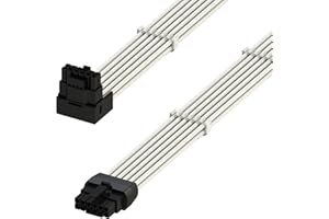 LINKUP - AVA Right Angle 600W PCIE 5.0 16Pin (12+4) High Current Power Cable┃Molded & Soldered Type 16AWG Sleeved┃Compatible With RTX4000 & RTX3000 FE┃70cm White
