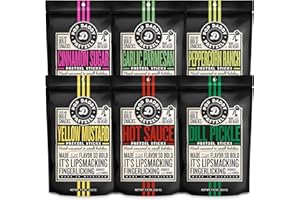 POP DADDY ·POPCORN· Pop Daddy Flavored Pretzels Sticks | Healthy Gourmet Pretzels Snacks | 7.5oz Variety Pack Pretzels | 6 Pack | Garlic Parm, Cinnamon Sugar, Peppercorn Ranch, Hot Sauce, Dill Pickle, Yellow Mustard