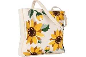 Miss Adola Embroidery Tote Bag for Women - Lady Aesthetic Reusable Canvas Shoulder Bag Cute 3D Spring Summer Cloth Tote for Shopping, Work, Travel, Vacation