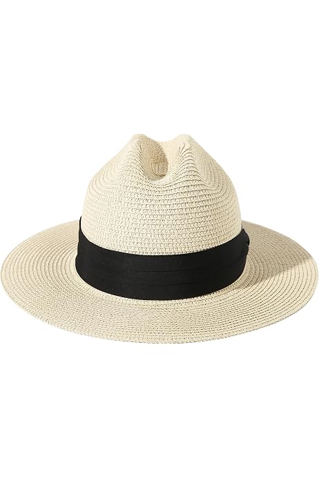 Packable Straw Panama Fedora Sun Hat 