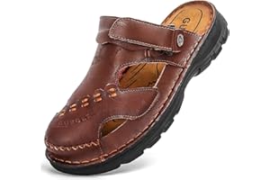 GURGER Sandali Uomo Pelle Estivi Punta Chiusa Sportivi Scarpe da Trekking Zoccoli Sabot