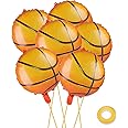 Grevosea 18 Inch Basketball Balloons, 6 Pieces Aluminum Foil Balloon Sport Party Balloons Basketball Mylar Balloons for Birthday Sports Basketball Theme Party Supplies Decoration