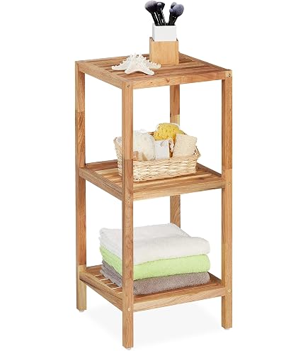 Relaxdays Etagère de salle de bain en bambou, 2 rangements & 1 compartiment avec porte, meuble de bain HlP 62,5 x35x29cm - Maison