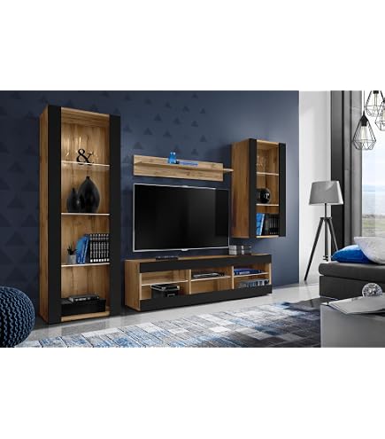 Ensemble De Meubles De Salon Moderne Slavic – 4 éléments, Meuble TV, étagères, Design Sans Poignées - 6