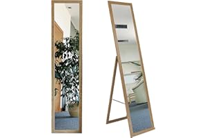 ‎BD ART BD ART Stand-Ankleidespiegel Eiche 155,8 x 35,8 cm großer Fußboden Standspiegel Garderobe Zeitloser eleganter MDF Rahmen Eiche Ganzkörperspiegel