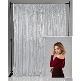 Kate Silver Sequins Photography Background Sequins Photo Booth Backdrop for Photography Wedding Party Curtain Birthday Christ