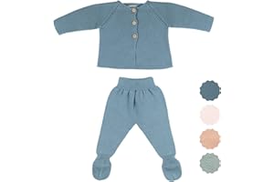 Micu Micu Primera Puesta Bebé Recién Nacido, Conjunto Primera Puesta Bebé, Ropa Bebé Recién Nacido, 100% Algodón Orgánico, Sin Costuras, 2 Piezas