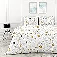 LORETO - A QUALITY LINEN BRAND 100% Cotton Bedsheet for Double Bed, 1 Double Bedsheet with 2 Pillow Covers | 144 TC Queen Size Double Bedsheet Cotton, Soft White Kids House Design