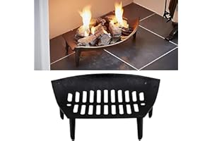 ADEPTNA Heavy Duty 16" Open Fire Grate - Cast Iron Heavy Duty Log, Coal & Wood Tidy Fireplace Grate – Size 35cm x 26cm x 10.5cm - Suitable for 16-Inch Openings