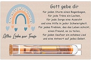 Otuuz Taufe Geldgeschenk für Mädchen Junge Taufgeschenk Patenkind, Reagenzglas Holz Taufkarte Geldgeschenke Verpackung Geld Verschenken für Taufkind Geld Gutschein Taufe Geschenk(Blauer Regenbogen)