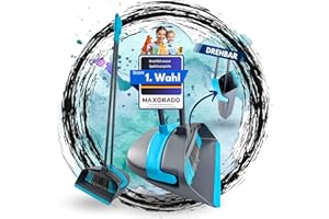 Maxorado Handfeger und Schaufel lang Langer Stiel Kehrblech Kehrgarnitur Set drehbar mit Gummilippe und Abstreifer Kehrbesen Schaufel groß