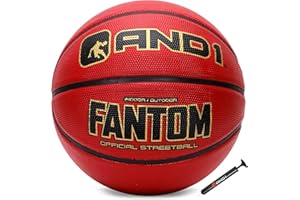 AND1 Fantom Rubber Basketball & Pump- Official Size Streetball, Made for Indoor and Outdoor Basketball Games