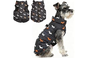 Asmea Manteau Chien de Petite Moyenne Taille Manteaux d'hiver pour Chiens Légèrement Imperméable Veste Chien Manteau Chiens avec Trous pour Harnais Noel Manteaus Teckel Chihuahua Noir XS