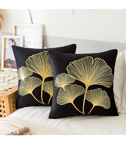 Coussin dehoussable 45 x 45 cm coton imprime or Alden Coussin dehoussable 45 x 45 cm coton imprime or Alden